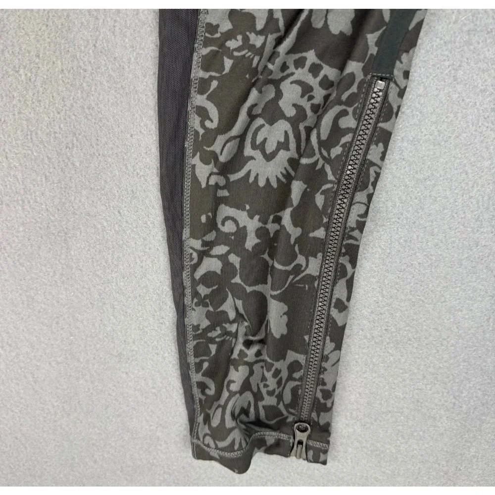 Nike Leggings Womens Medium‎ Black Damask Floral Mesh Ankle Zip 375887-101